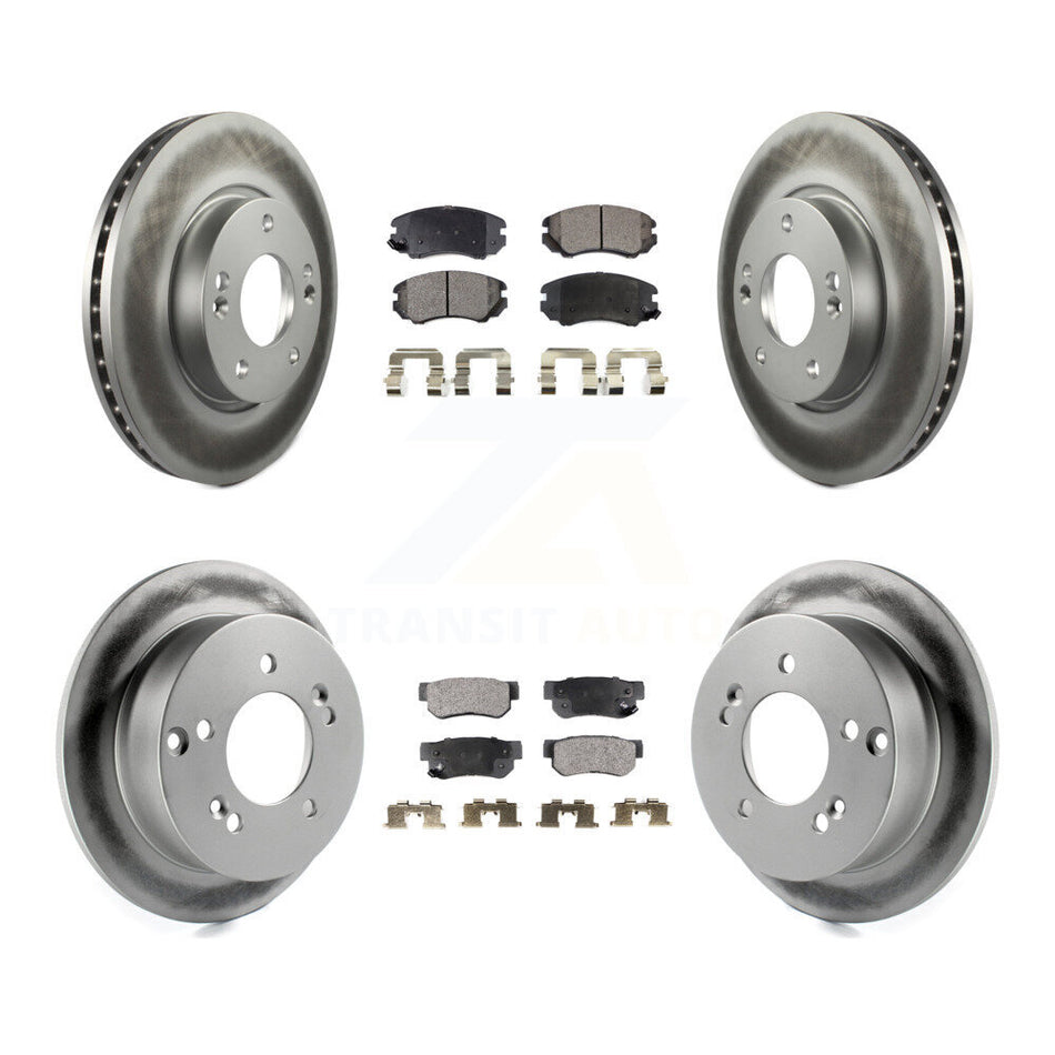 Front Rear Coated Disc Brake Rotors And Semi-Metallic Pads Kit For Hyundai Sonata Kia Sportage Tucson Optima Magentis KGF-100839