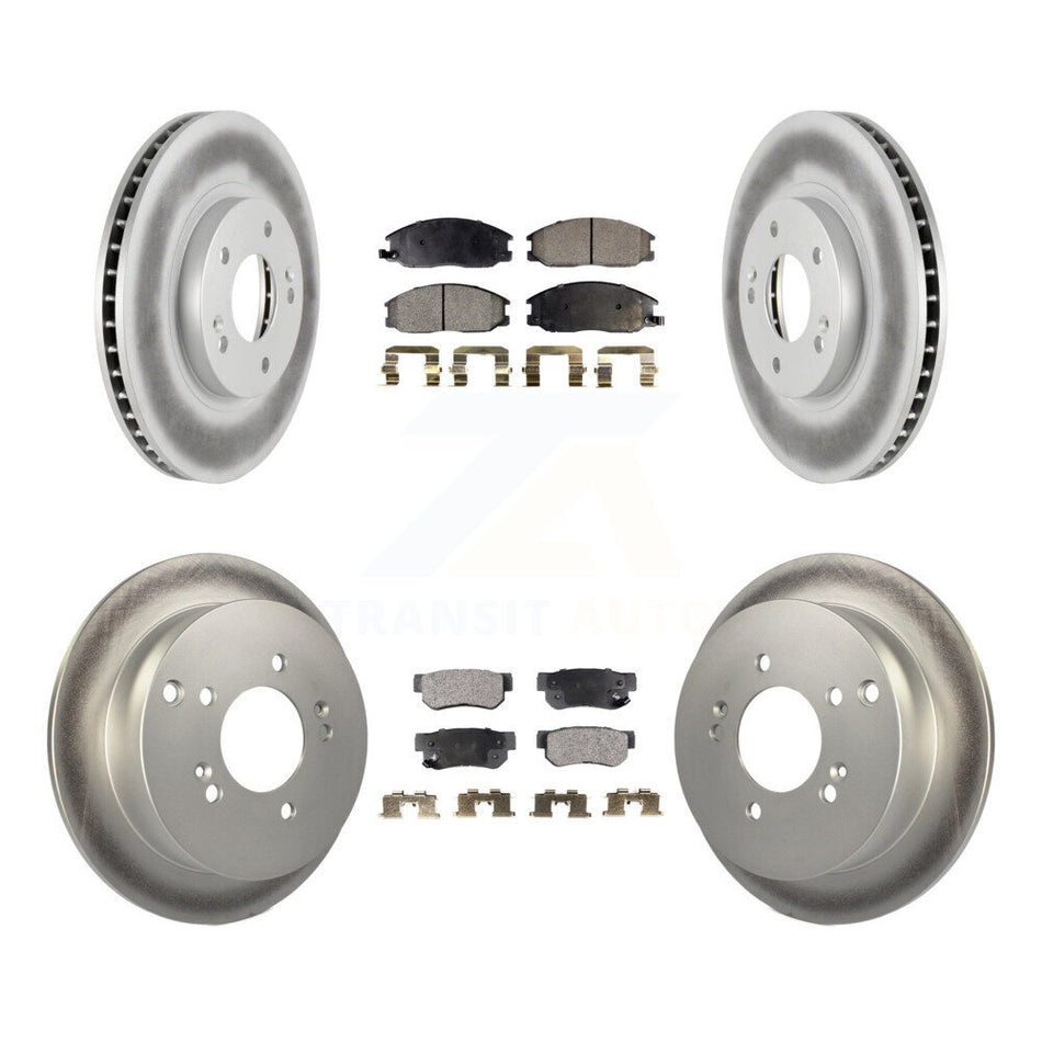 Front Rear Coated Disc Brake Rotors And Semi-Metallic Pads Kit For 2001-2006 Hyundai Santa Fe With 294mm Diameter Rotor KGF-100842