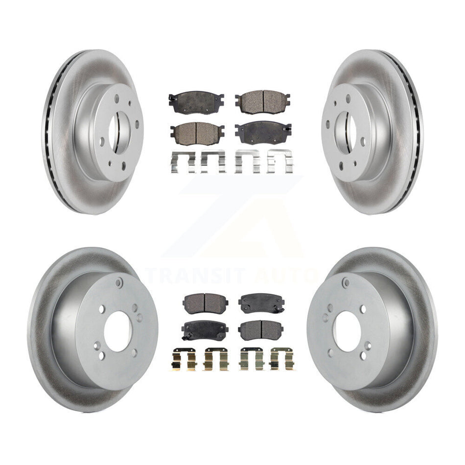 Front Rear Coated Disc Brake Rotors And Semi-Metallic Pads Kit For 2006 Hyundai Accent Hatchback KGF-100866