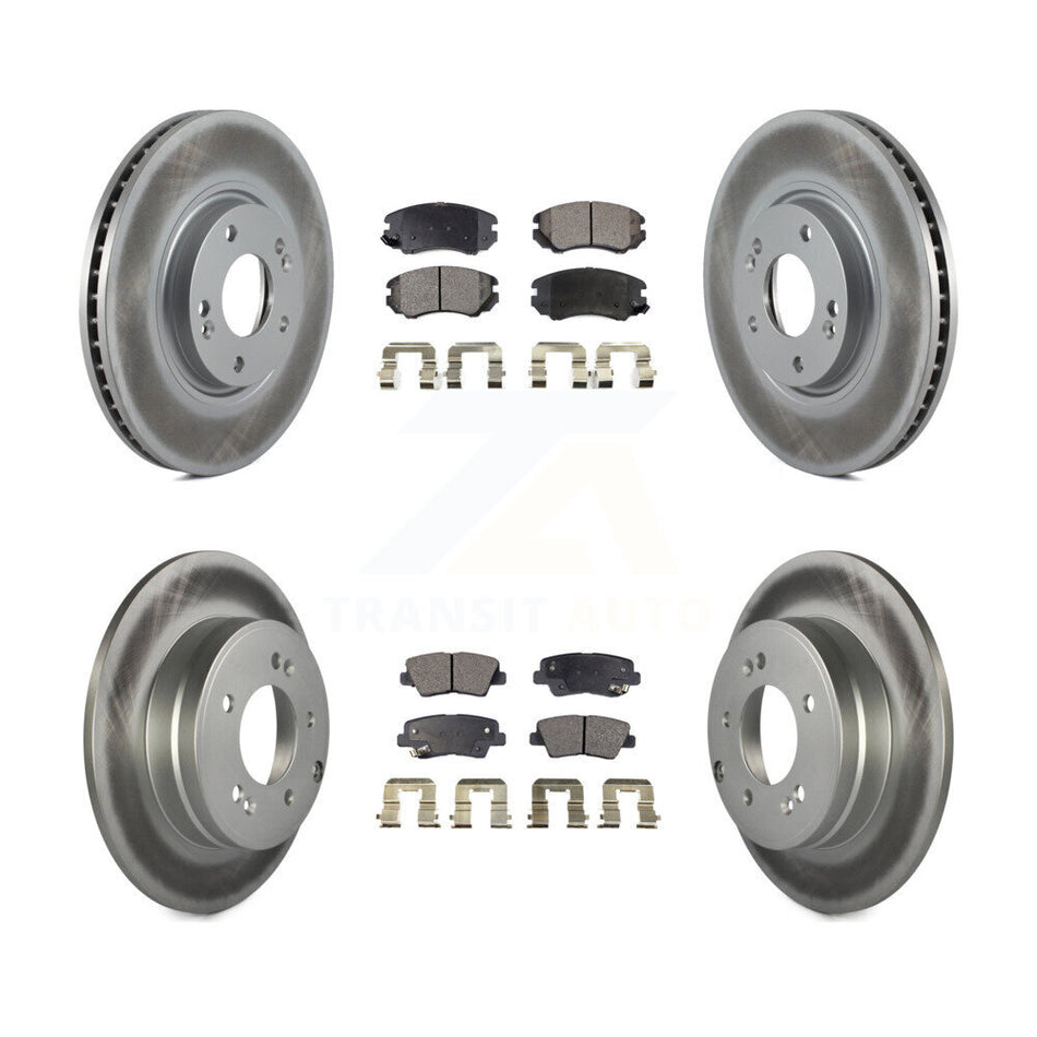 Front Rear Coated Disc Brake Rotors And Semi-Metallic Pads Kit For 2010-2011 Hyundai Azera KGF-100875