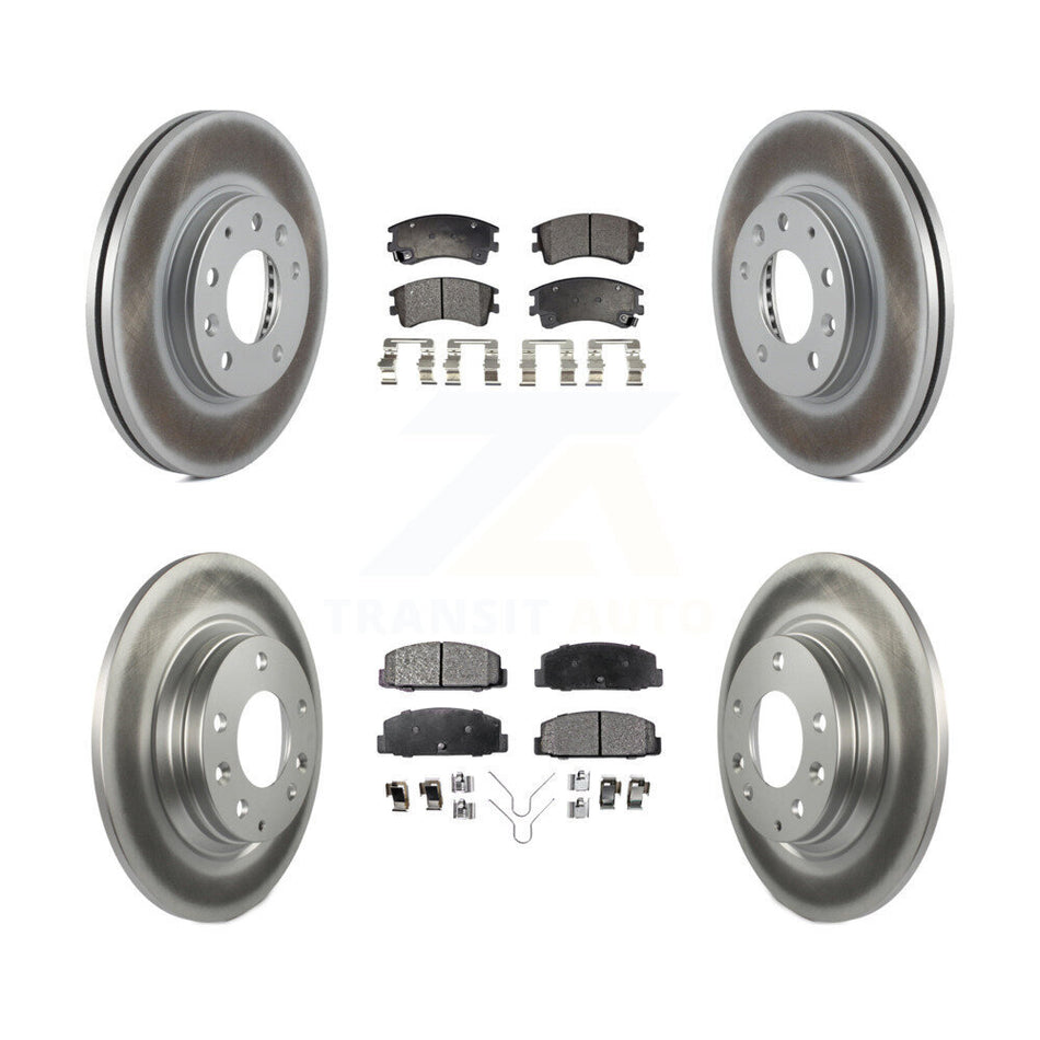 Front Rear Coated Disc Brake Rotors And Semi-Metallic Pads Kit For 2003-2005 Mazda 6 KGF-100879