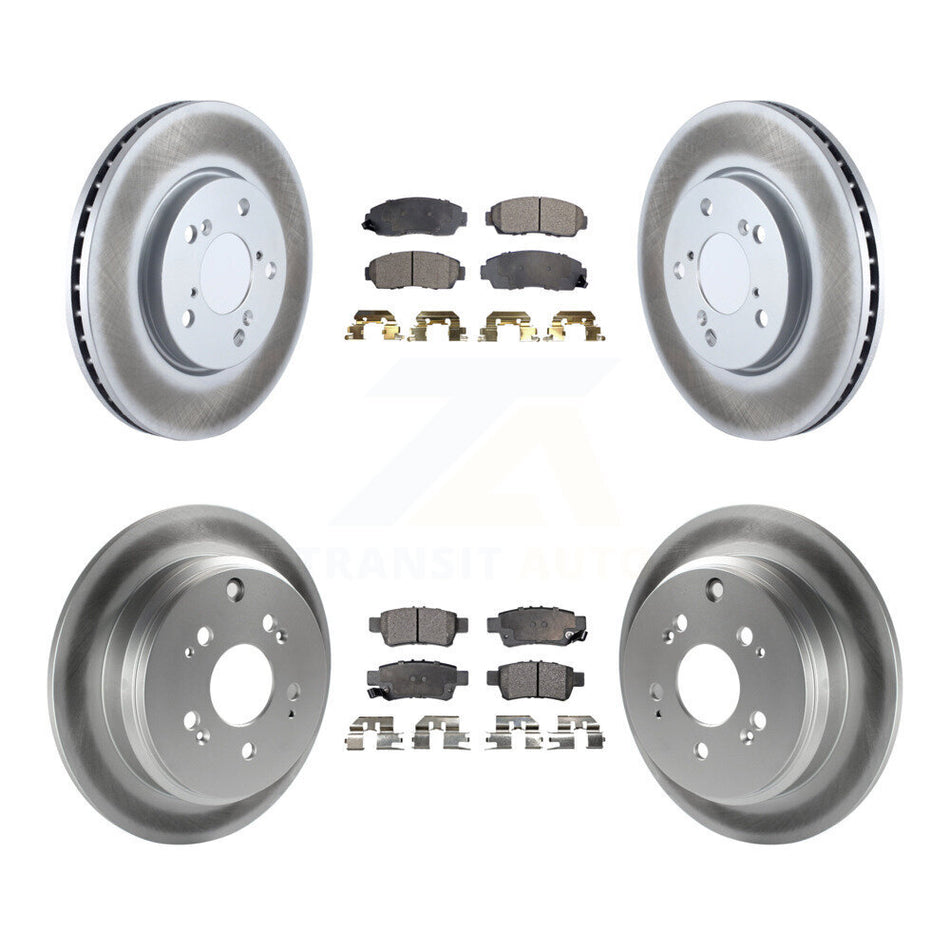 Front Rear Coated Disc Brake Rotors And Semi-Metallic Pads Kit For 2005-2010 Honda Odyssey KGF-100880