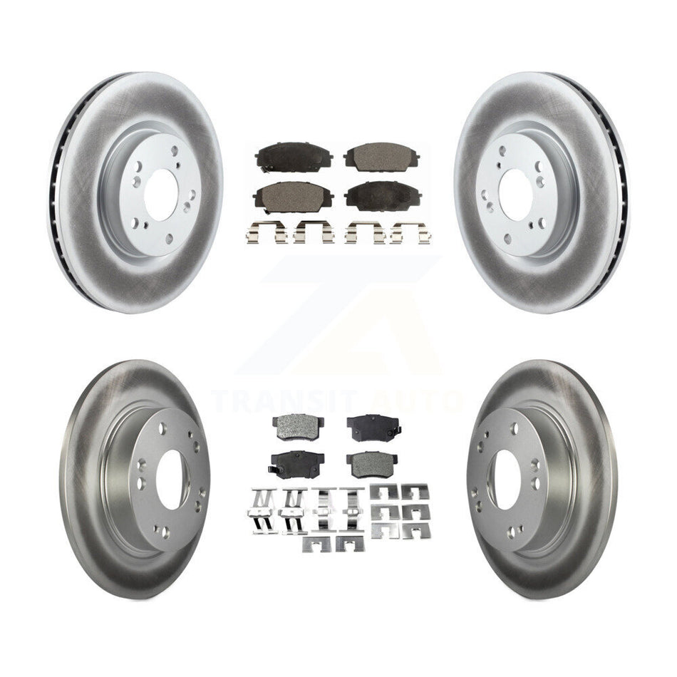 Front Rear Coated Disc Brake Rotors And Semi-Metallic Pads Kit For Honda Civic Acura CSX KGF-100887