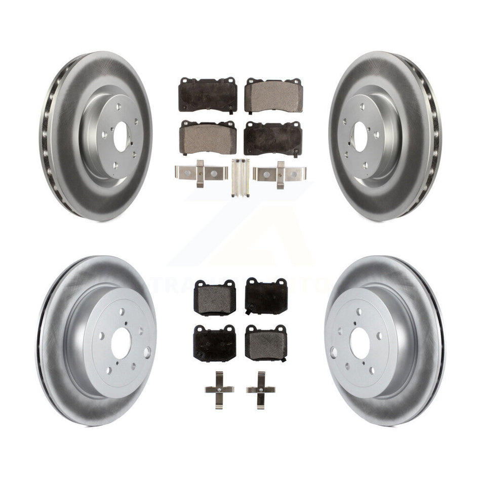 Front Rear Coated Disc Brake Rotors And Semi-Metallic Pads Kit For Subaru Impreza WRX STI KGF-100899