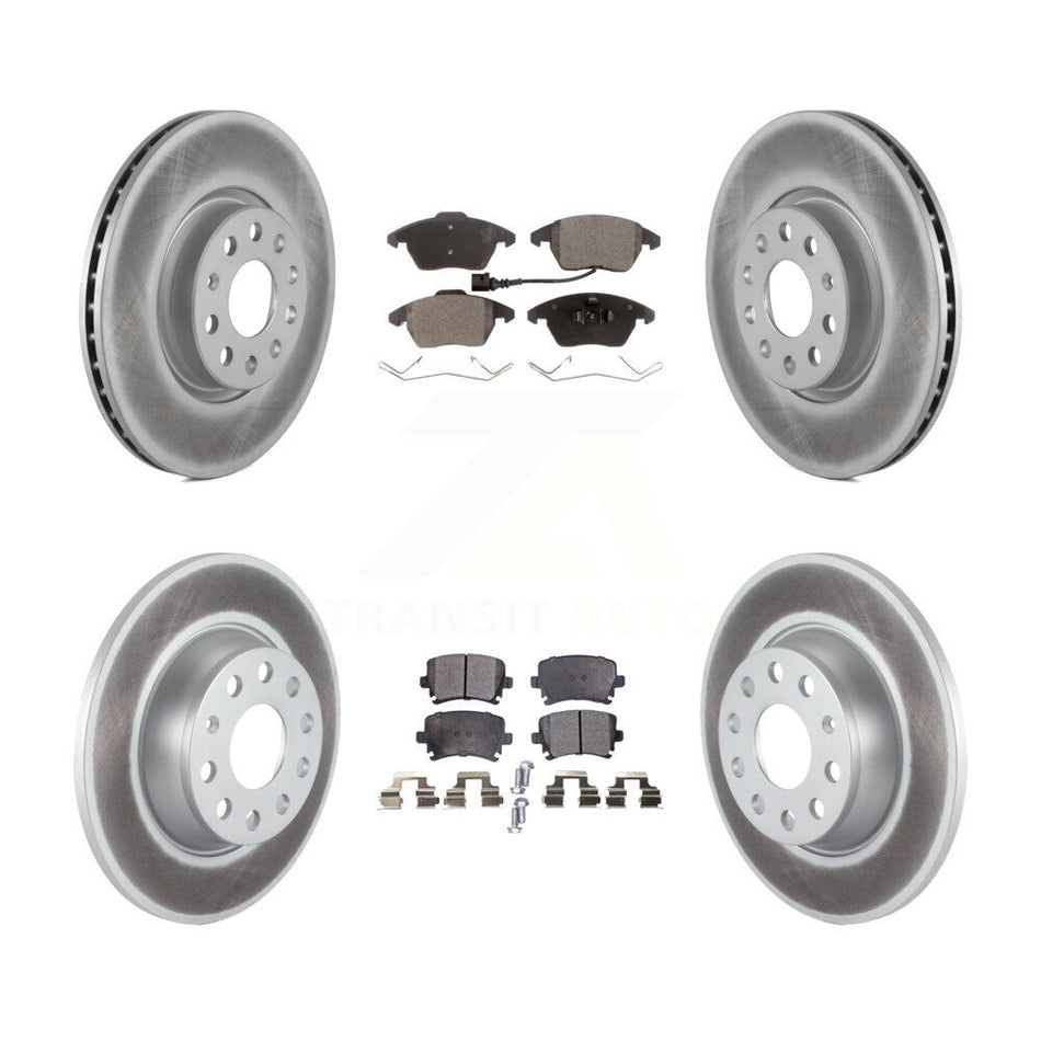 Front Rear Coated Disc Brake Rotors And Semi-Metallic Pads Kit For Volkswagen Passat GTI Eos Audi A3 Quattro Golf KGF-100910