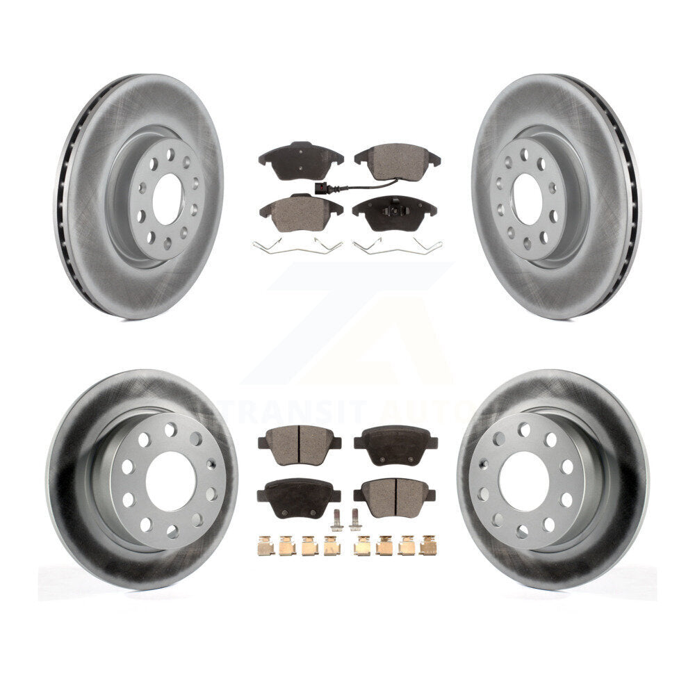 Front Rear Coated Brake Rotor & Semi-Metallic Pad Kit For 2017-2018 Volkswagen Jetta 2.0L KGF-100913