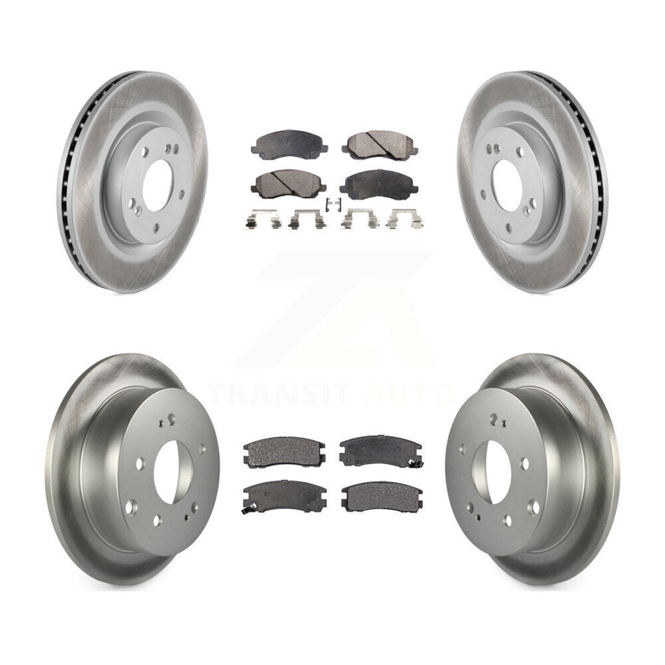 Front Rear Coated Disc Brake Rotors And Semi-Metallic Pads Kit For Mitsubishi Galant Eclipse KGF-100929