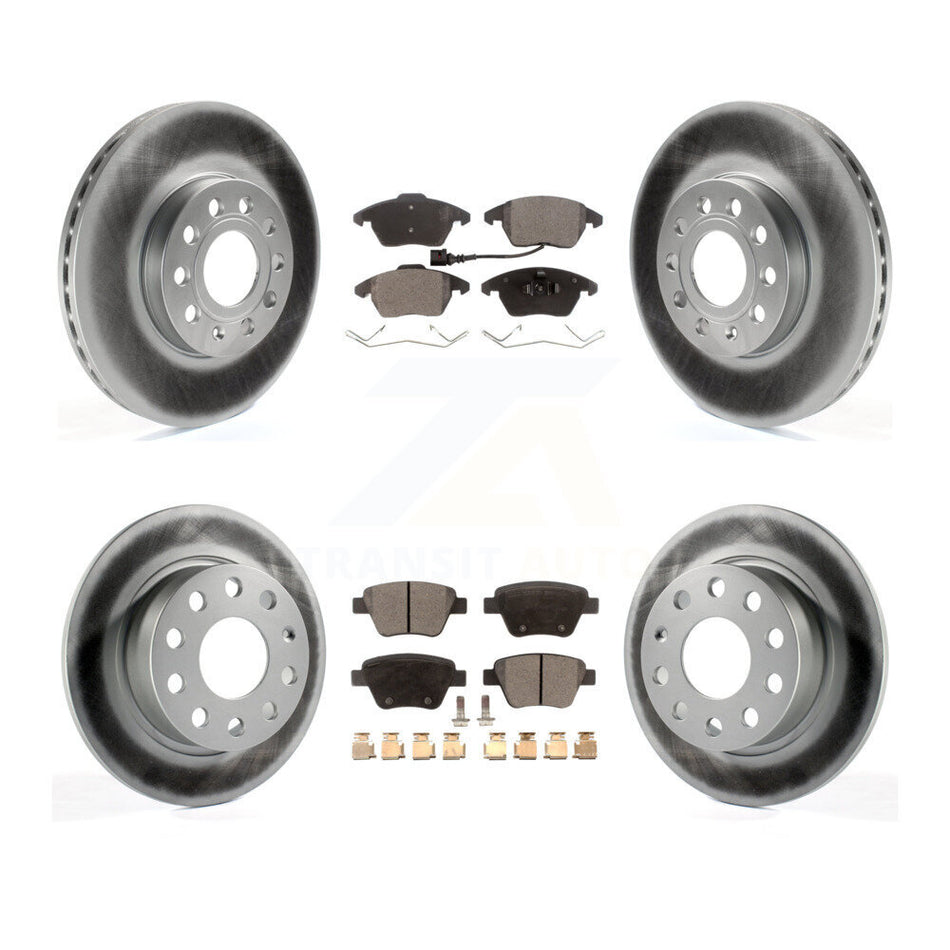 Front Rear Coated Disc Brake Rotors And Semi-Metallic Pads Kit For 2013 Volkswagen Beetle 2.5L With 253mm Diameter Rotor KGF-100933