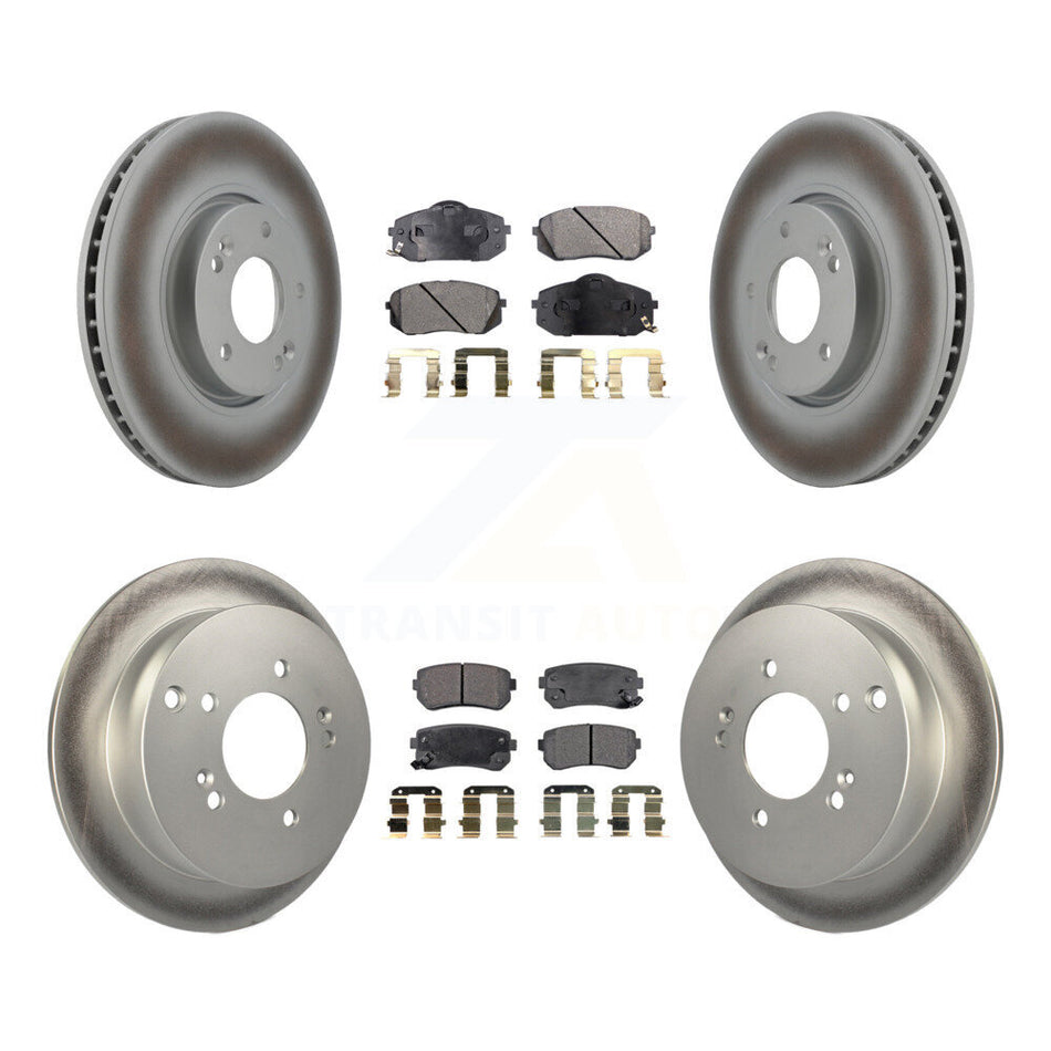 Front Rear Coated Disc Brake Rotors And Semi-Metallic Pads Kit For Hyundai Tucson Kia Sportage KGF-100935