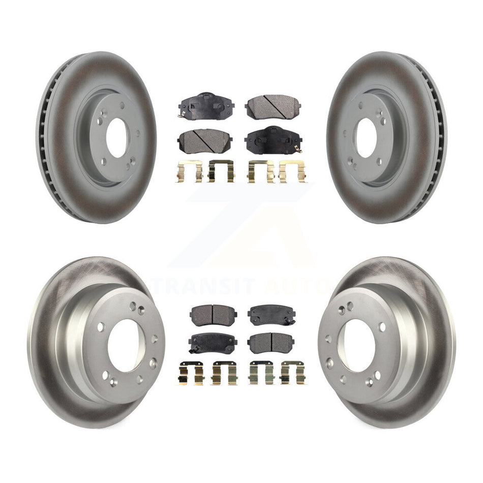 Front Rear Coated Disc Brake Rotors And Semi-Metallic Pads Kit For Kia Sportage Hyundai Tucson KGF-100936