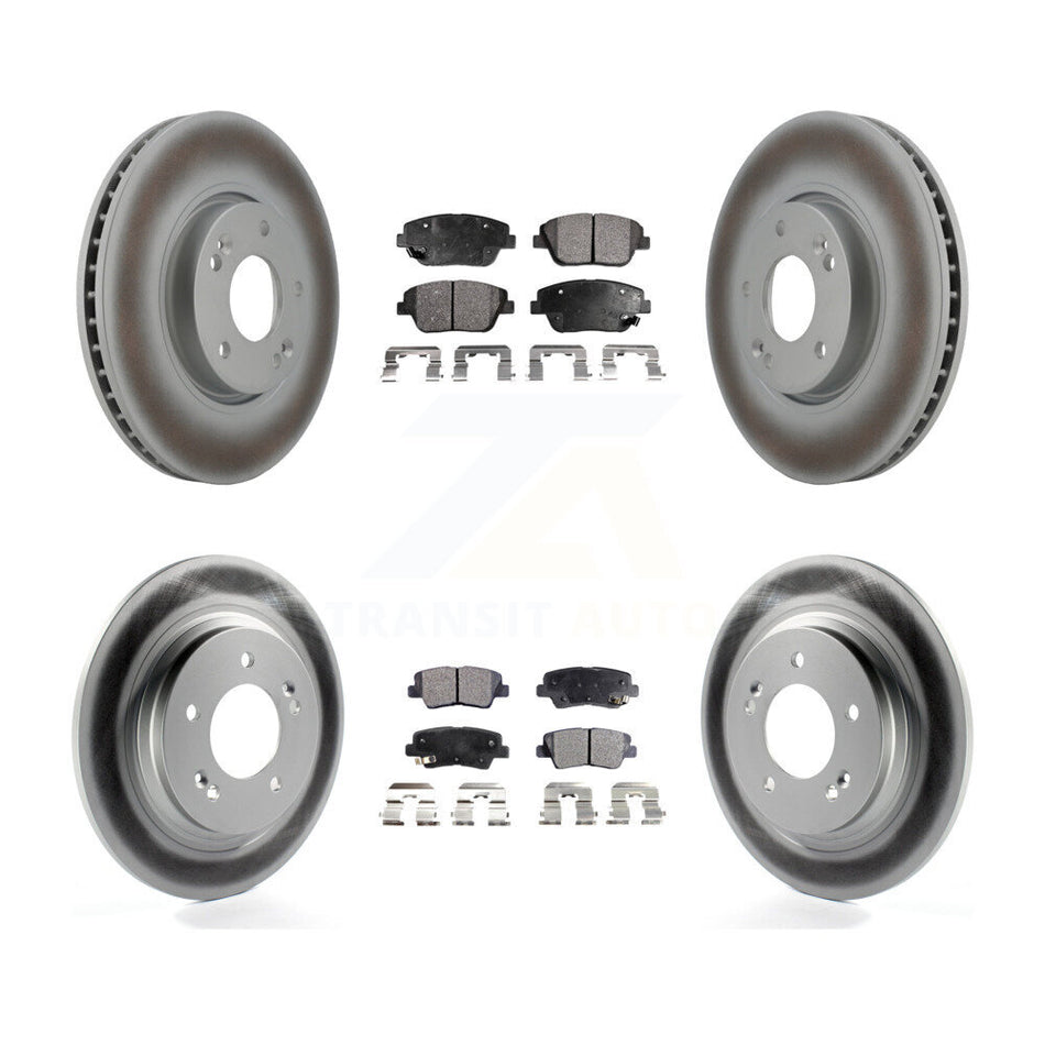 Front Rear Coated Disc Brake Rotors And Semi-Metallic Pads Kit For Kia Optima With Electric Parking KGF-100942