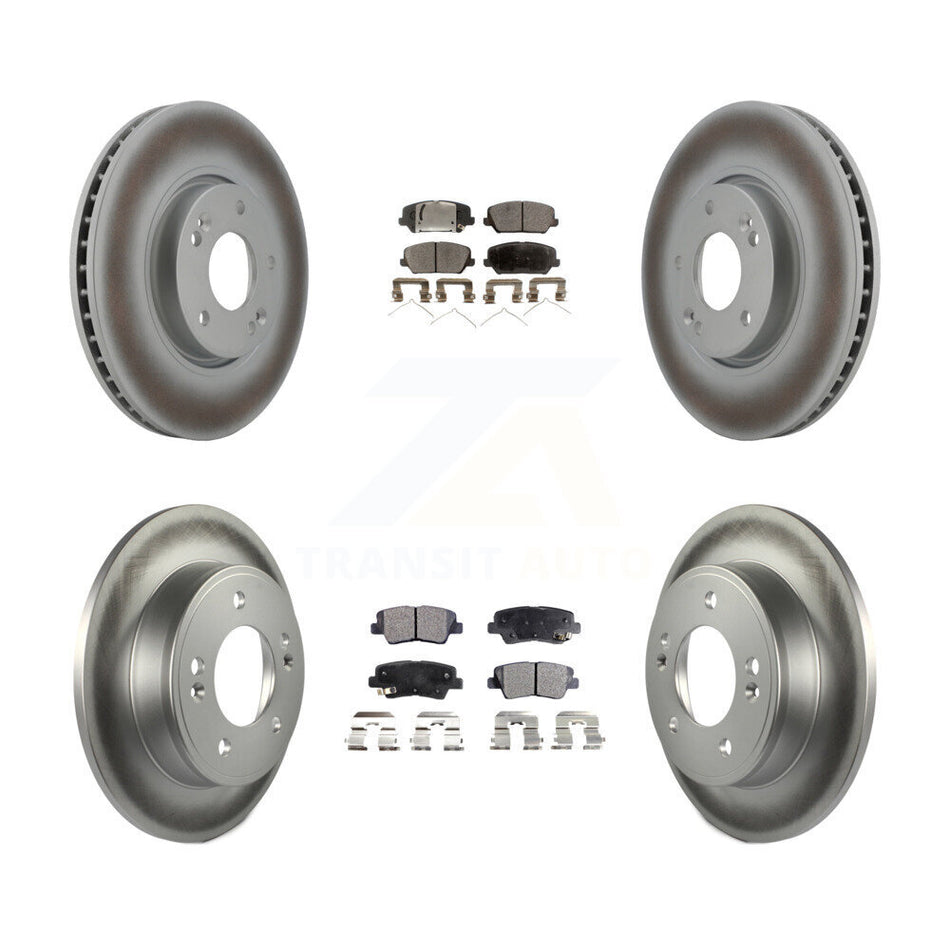 Front Rear Coated Disc Brake Rotors And Semi-Metallic Pads Kit For Kia Forte Forte5 SX KGF-100946