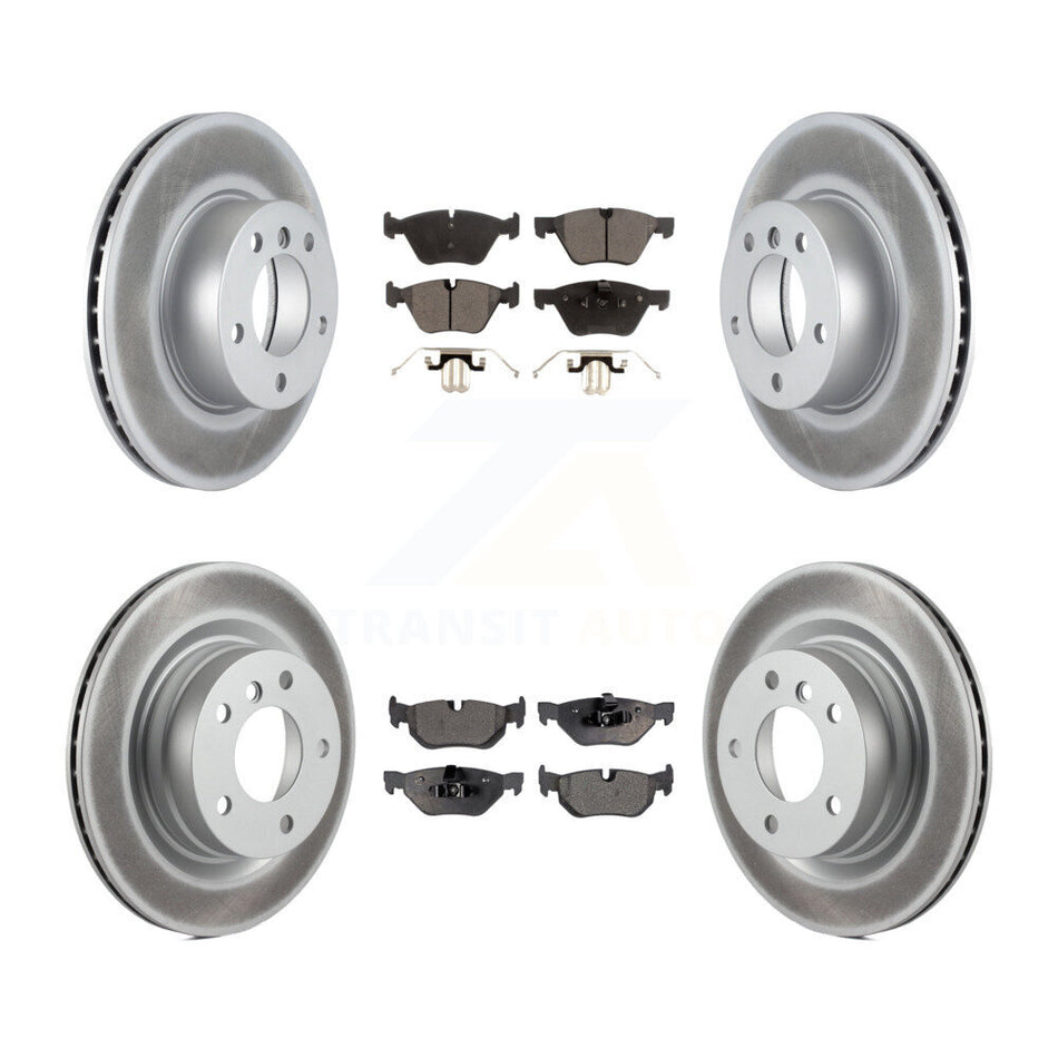 Front Rear Coated Disc Brake Rotors And Semi-Metallic Pads Kit For BMW 328i 325i 323i KGF-100964