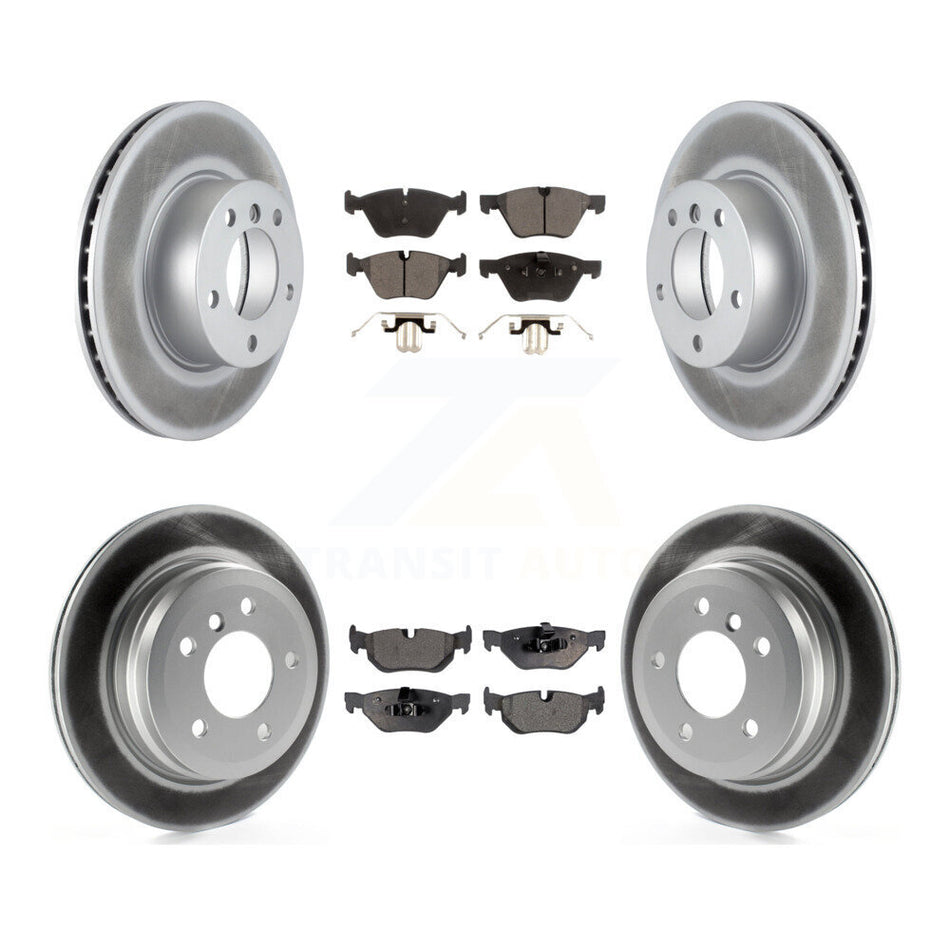 Front Rear Coated Disc Brake Rotors And Semi-Metallic Pads Kit For BMW 328i 328xi 325xi KGF-100965