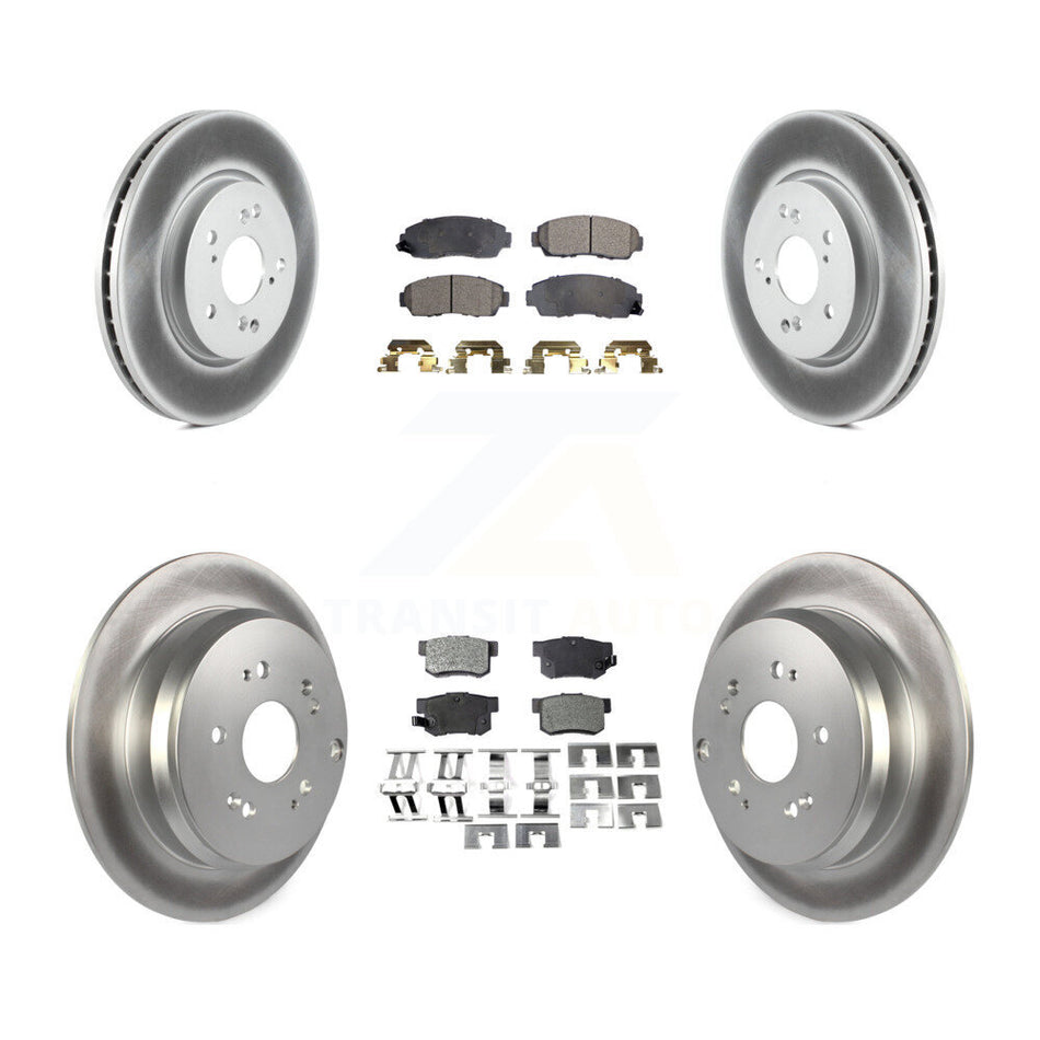 Front Rear Coated Disc Brake Rotors And Semi-Metallic Pads Kit For Acura RDX KGF-100974