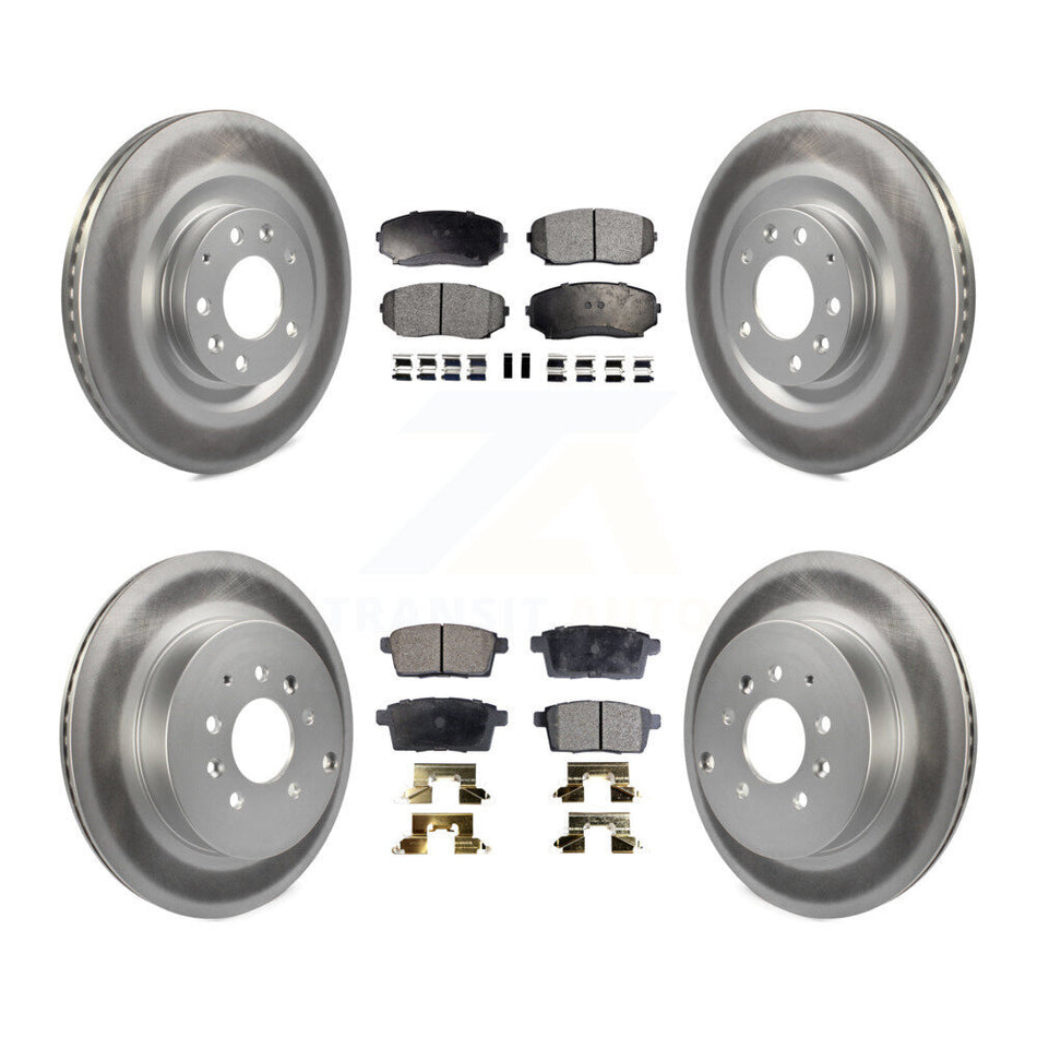 Front Rear Coated Disc Brake Rotors And Semi-Metallic Pads Kit For 2007-2015 Mazda CX-9 KGF-100995