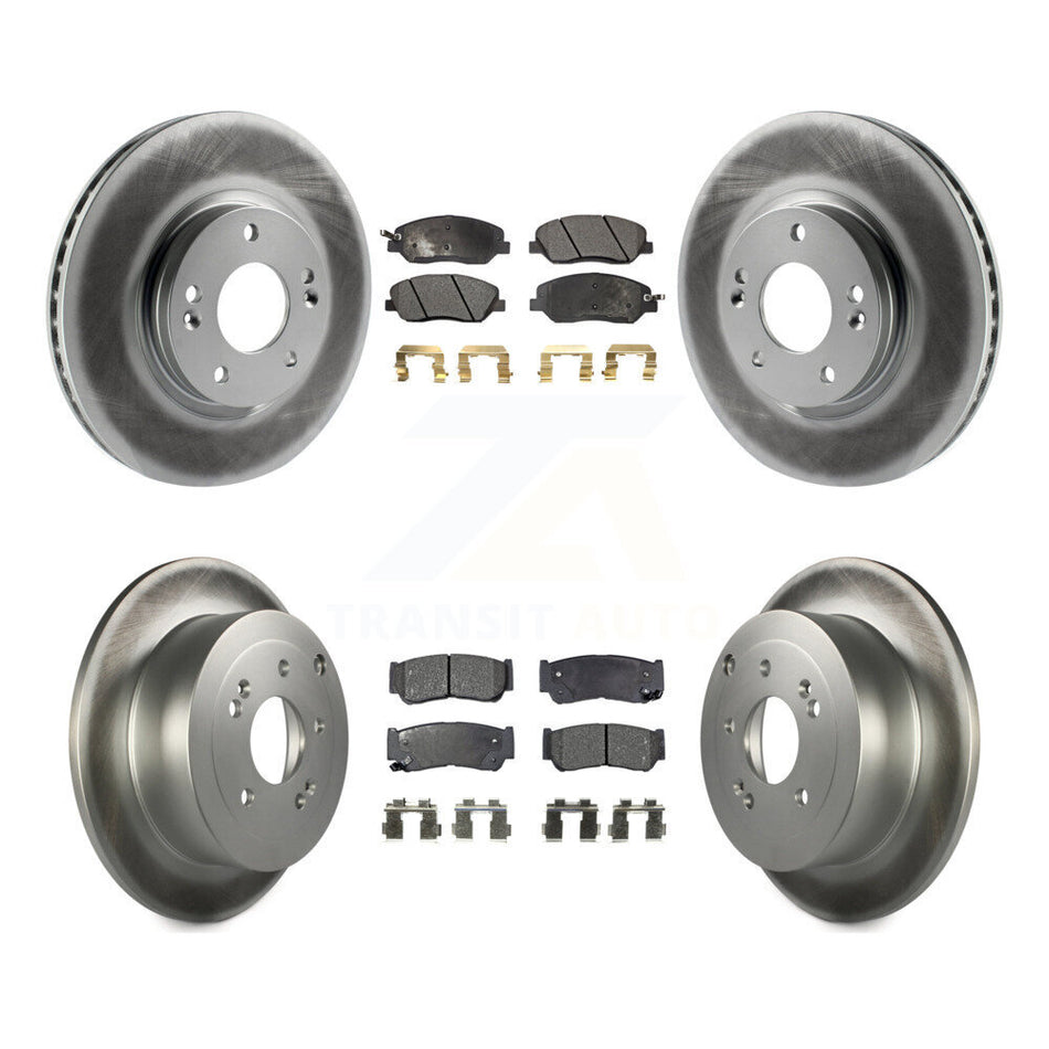 Front Rear Coated Disc Brake Rotors And Semi-Metallic Pads Kit For 2007-2009 Hyundai Santa Fe KGF-101001