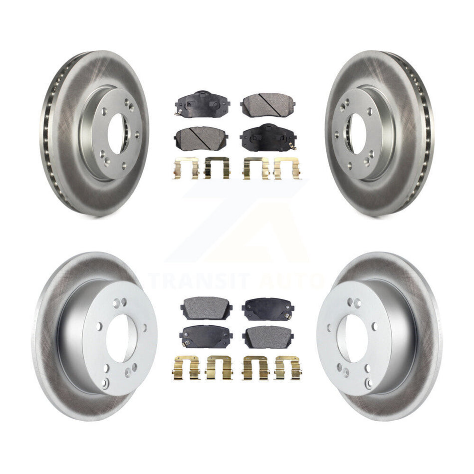 Front Rear Coated Disc Brake Rotors And Semi-Metallic Pads Kit For 2007-2009 Kia Rondo KGF-101002