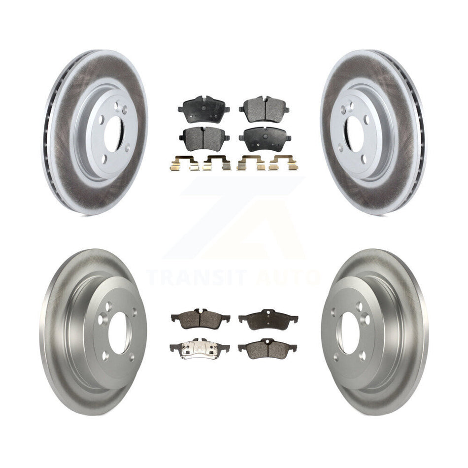 Front Rear Coated Disc Brake Rotors And Semi-Metallic Pads Kit For 2002-2005 Mini Cooper With 294mm Diameter Rotor 4 Lug Wheels KGF-101006