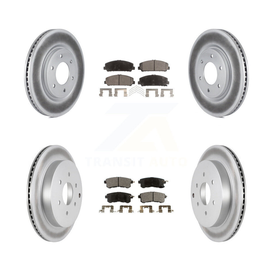Front Rear Coated Disc Brake Rotors And Semi-Metallic Pads Kit For INFINITI Nissan Armada QX80 QX56 KGF-101019