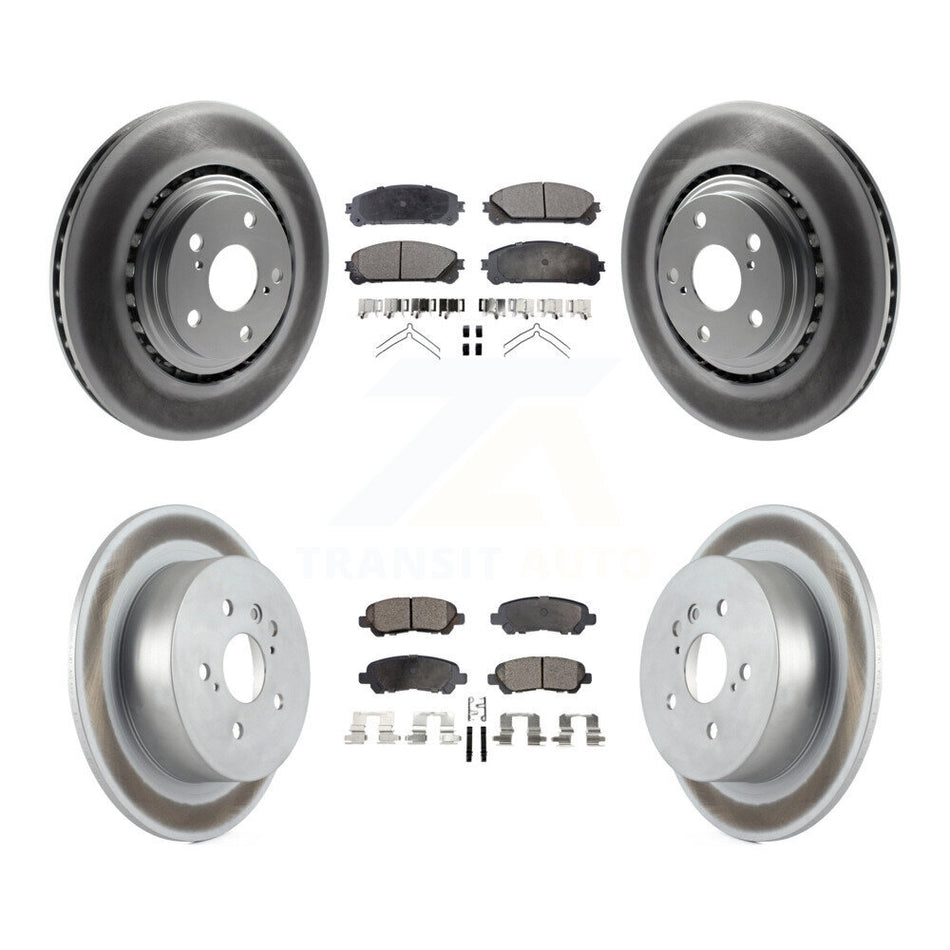Front Rear Coated Disc Brake Rotors And Semi-Metallic Pads Kit For 2008-2013 Toyota Highlander KGF-101020