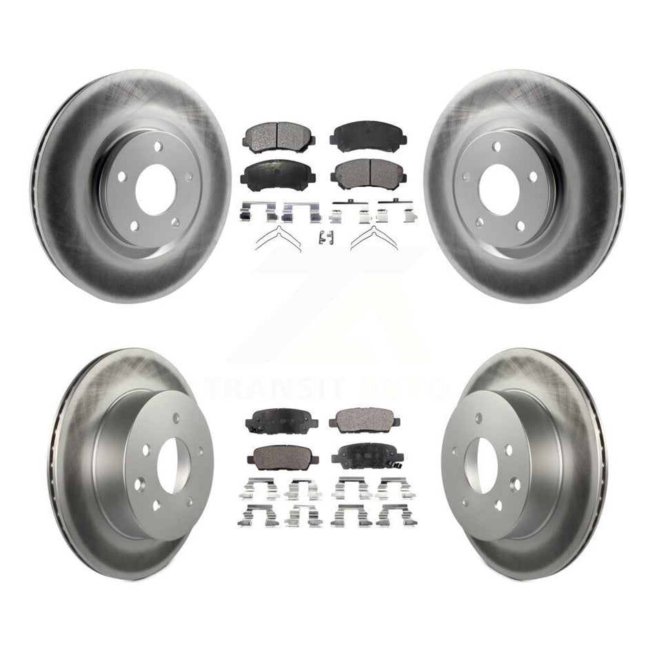 Front Rear Coated Disc Brake Rotors And Semi-Metallic Pads Kit For 2014-2017 Nissan Juke Nismo RS KGF-101027