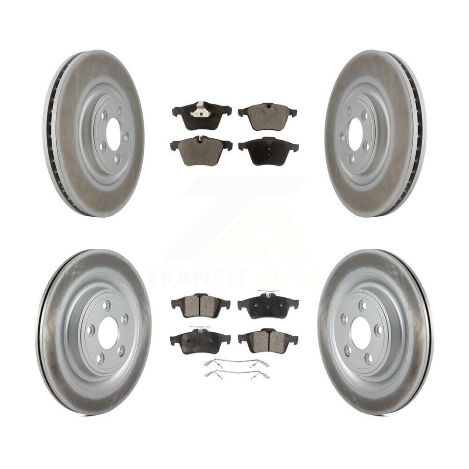 Front Rear Coated Disc Brake Rotors And Semi-Metallic Pads Kit For Jaguar XF XJ XKR XK KGF-101031