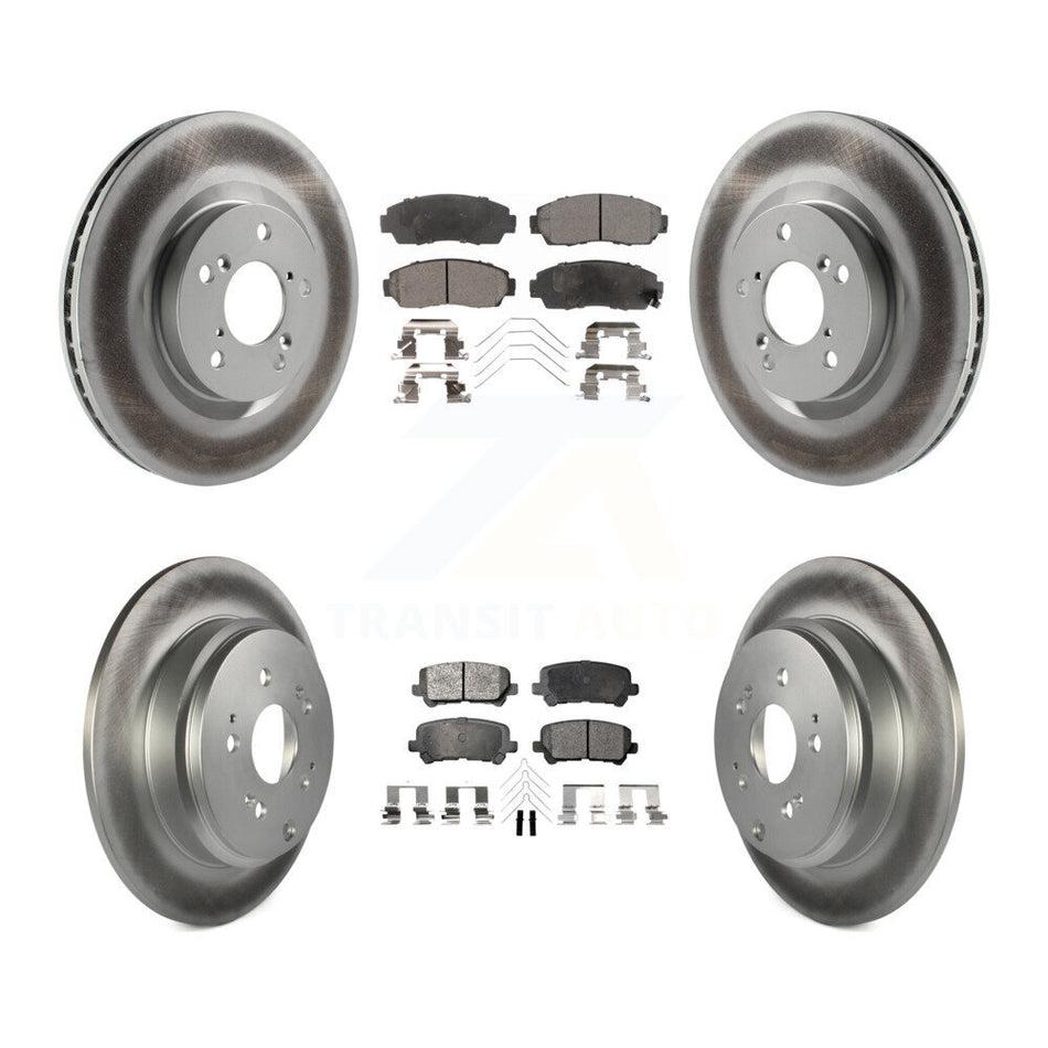 Front Rear Coated Disc Brake Rotors And Semi-Metallic Pads Kit For 2011-2014 Honda Odyssey KGF-101060