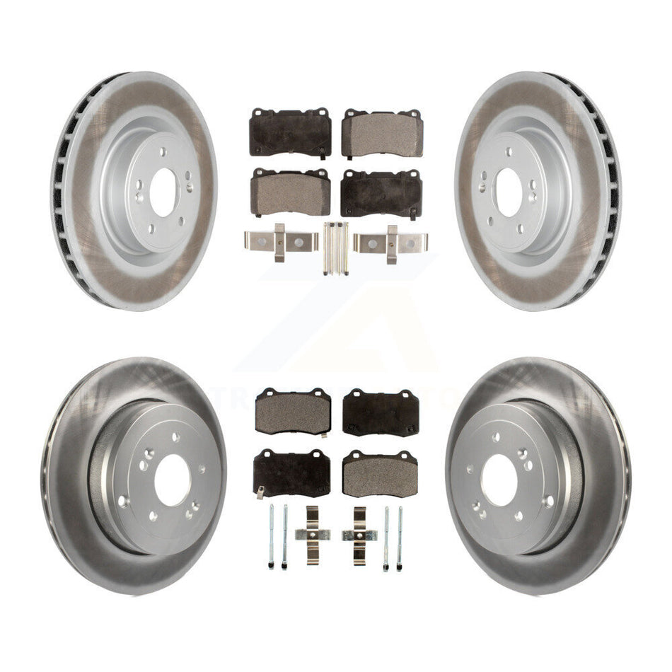 Front Rear Coated Disc Brake Rotors And Semi-Metallic Pads Kit For Hyundai Genesis Coupe KGF-101067