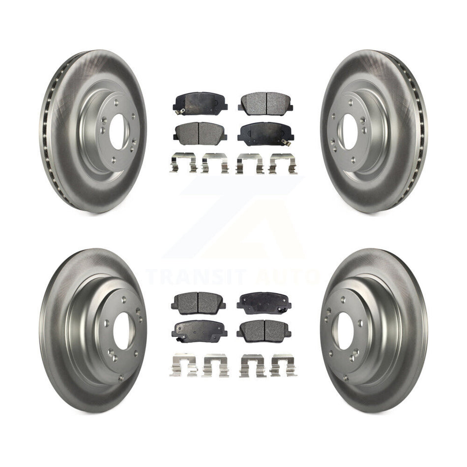 Front Rear Coated Disc Brake Rotors And Semi-Metallic Pads Kit For Hyundai Genesis Coupe KGF-101068