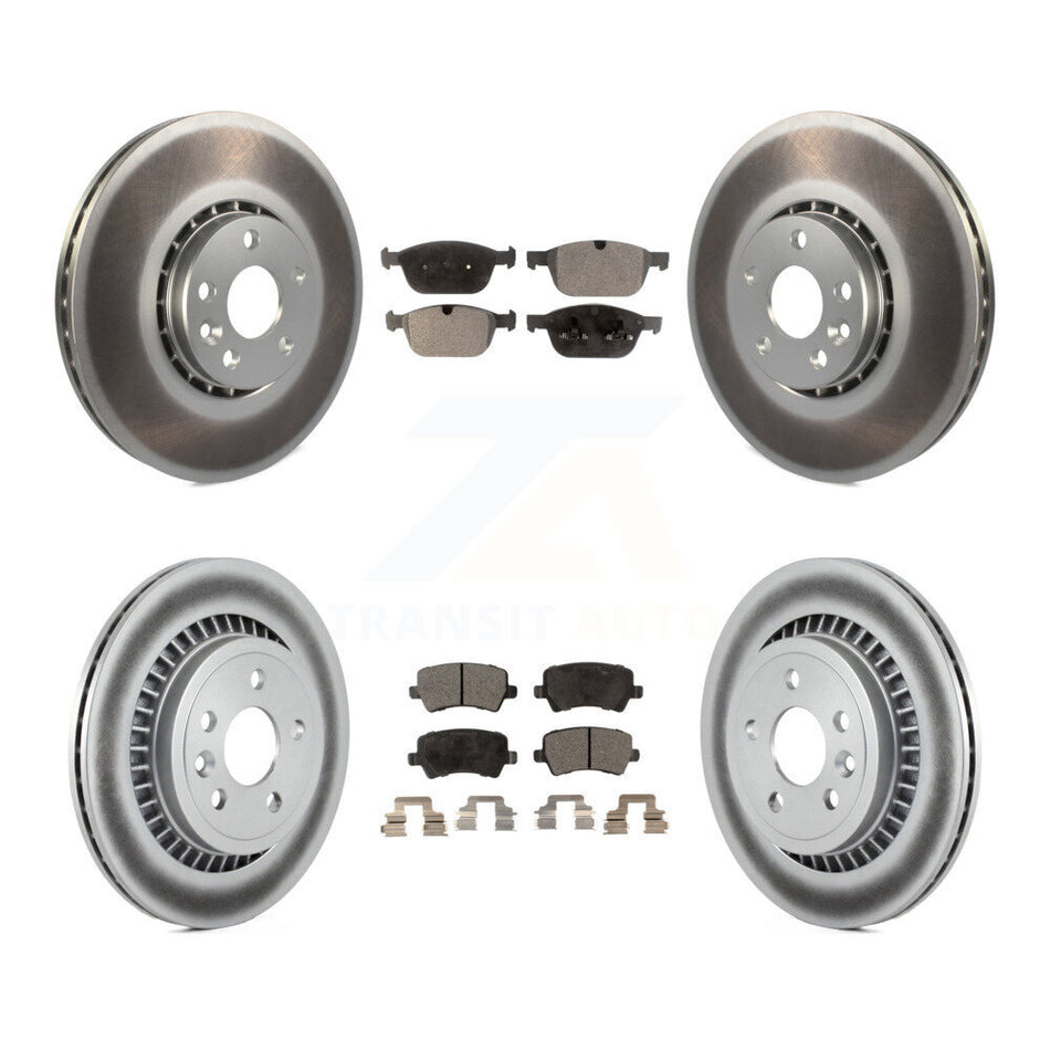 Front Rear Coated Disc Brake Rotors And Semi-Metallic Pads Kit For 2010-2015 Volvo XC60 KGF-101069