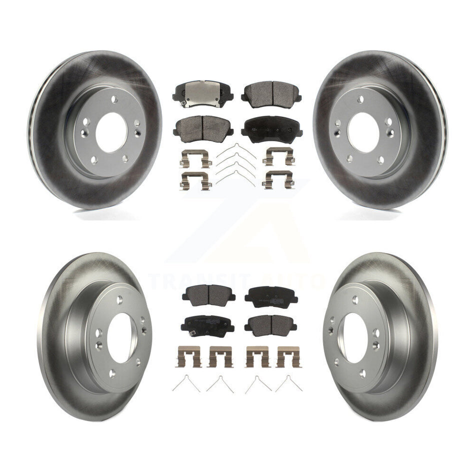 Front Rear Coated Disc Brake Rotors And Semi-Metallic Pads Kit For Hyundai Veloster Elantra GT KGF-101091