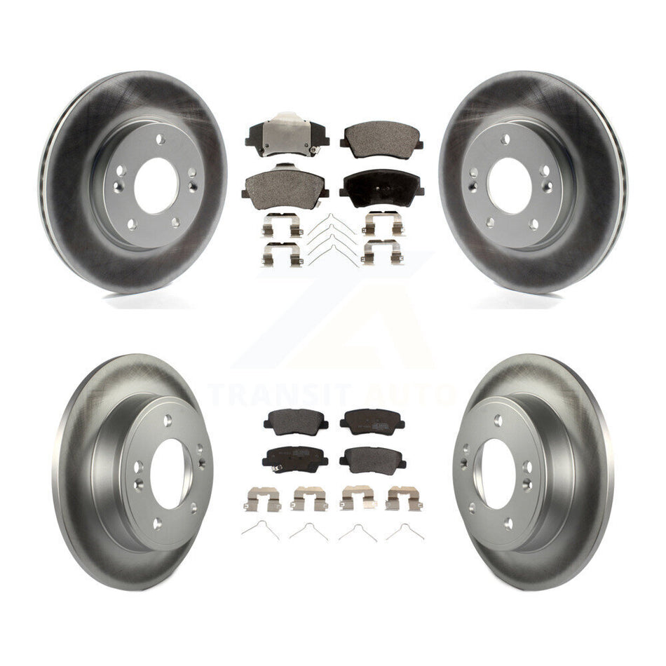 Front Rear Coated Disc Brake Rotors And Semi-Metallic Pads Kit For 2017-2020 Hyundai Elantra 2.0L KGF-101092