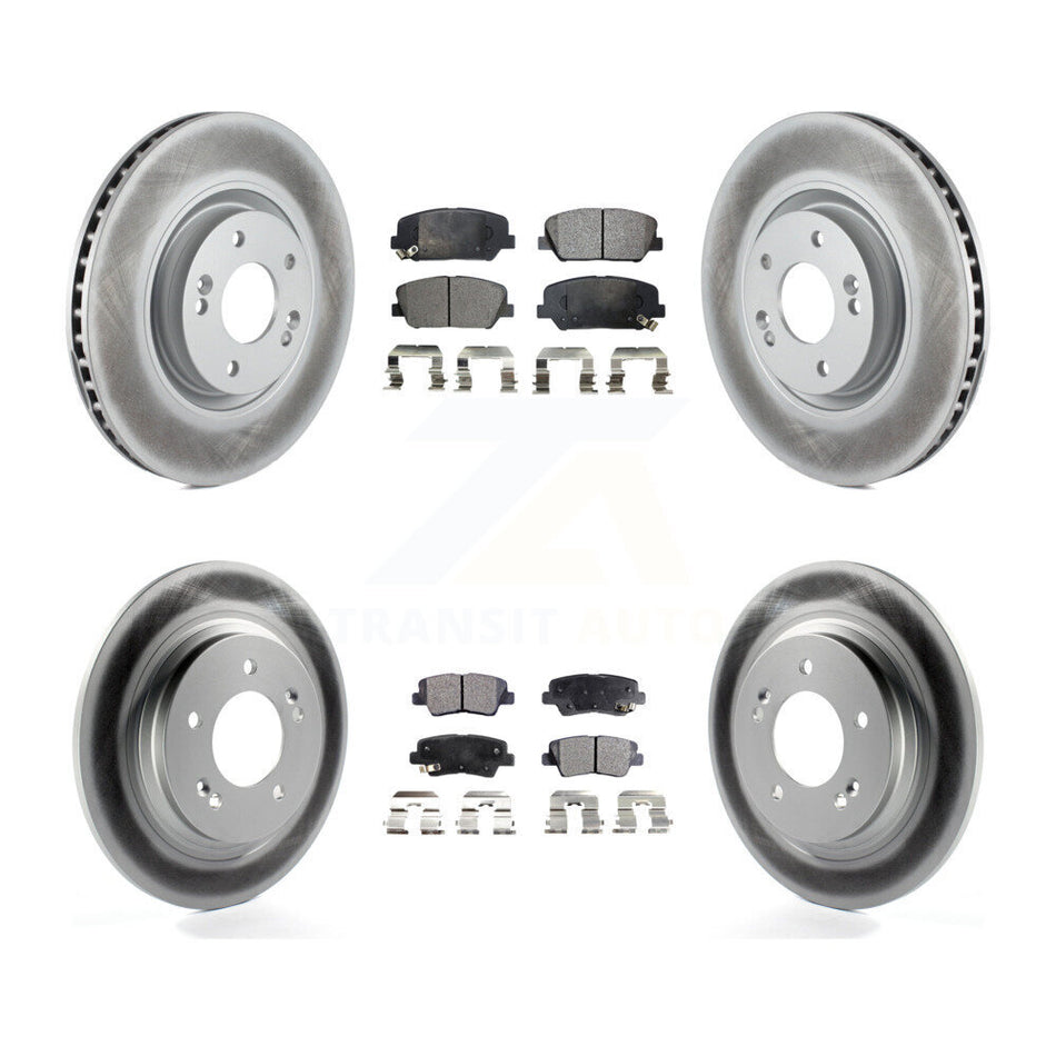 Front Rear Coated Disc Brake Rotors And Semi-Metallic Pads Kit For 2013-2015 Kia Optima 2.0L With Electric Parking KGF-101098