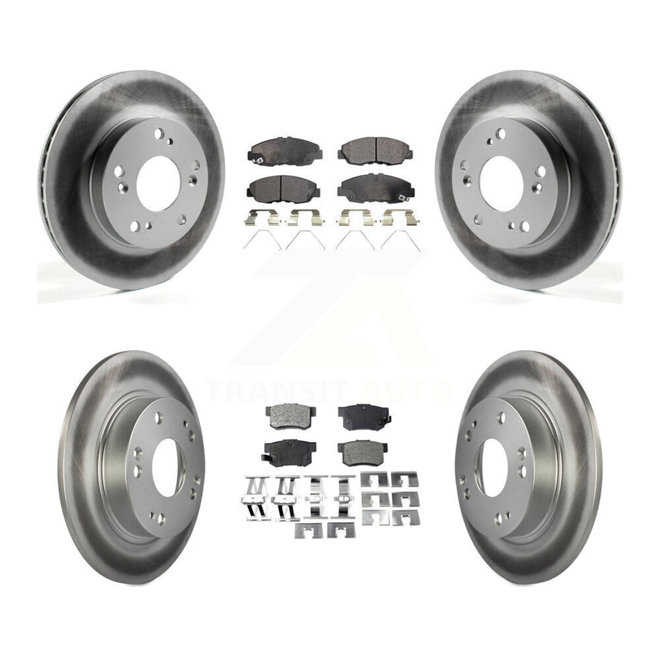 Front Rear Coated Disc Brake Rotors And Semi-Metallic Pads Kit For Honda Civic KGF-101114