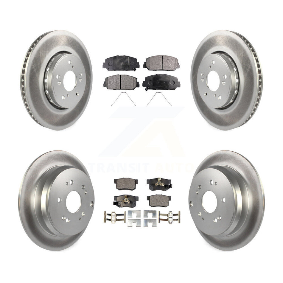 Front Rear Coated Disc Brake Rotors And Semi-Metallic Pads Kit For 2013-2018 Acura RDX KGF-101125