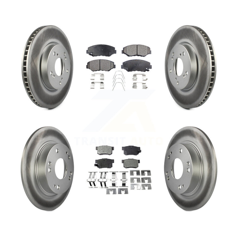 Front Rear Coated Disc Brake Rotors And Semi-Metallic Pads Kit For 2015 Honda Civic EX with Coupe Manual transmission KGF-101128