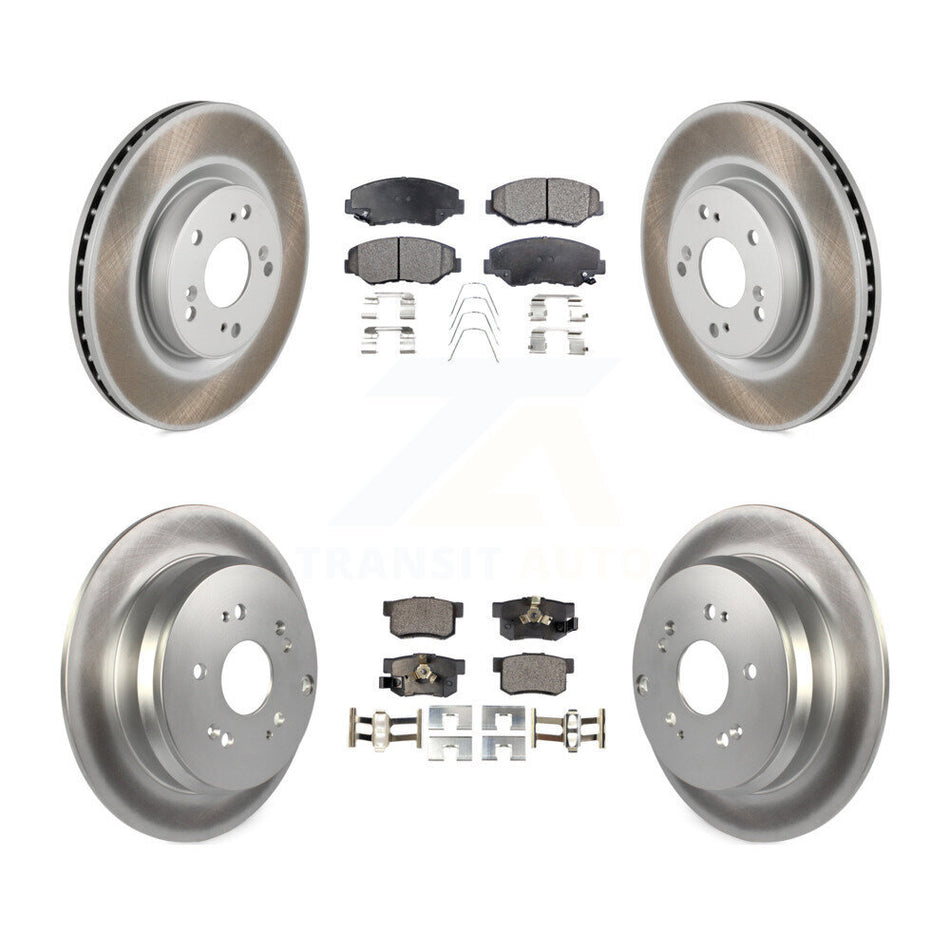 Front Rear Coated Disc Brake Rotors And Semi-Metallic Pads Kit For 2012-2016 Honda CR-V FWD KGF-101130