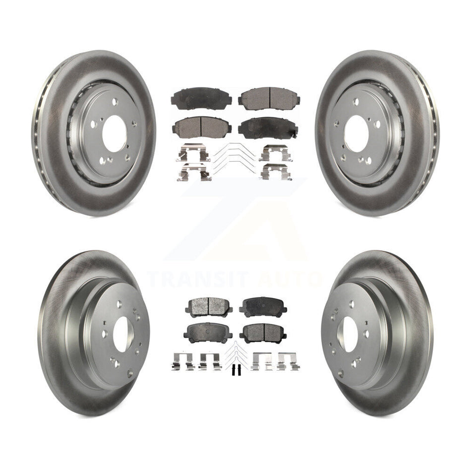Front Rear Coated Disc Brake Rotors And Semi-Metallic Pads Kit For 2015-2017 Honda Odyssey KGF-101132