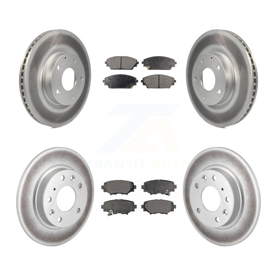 Front Rear Coated Disc Brake Rotors And Semi-Metallic Pads Kit For Mazda 3 Sport 2.5L KGF-101143