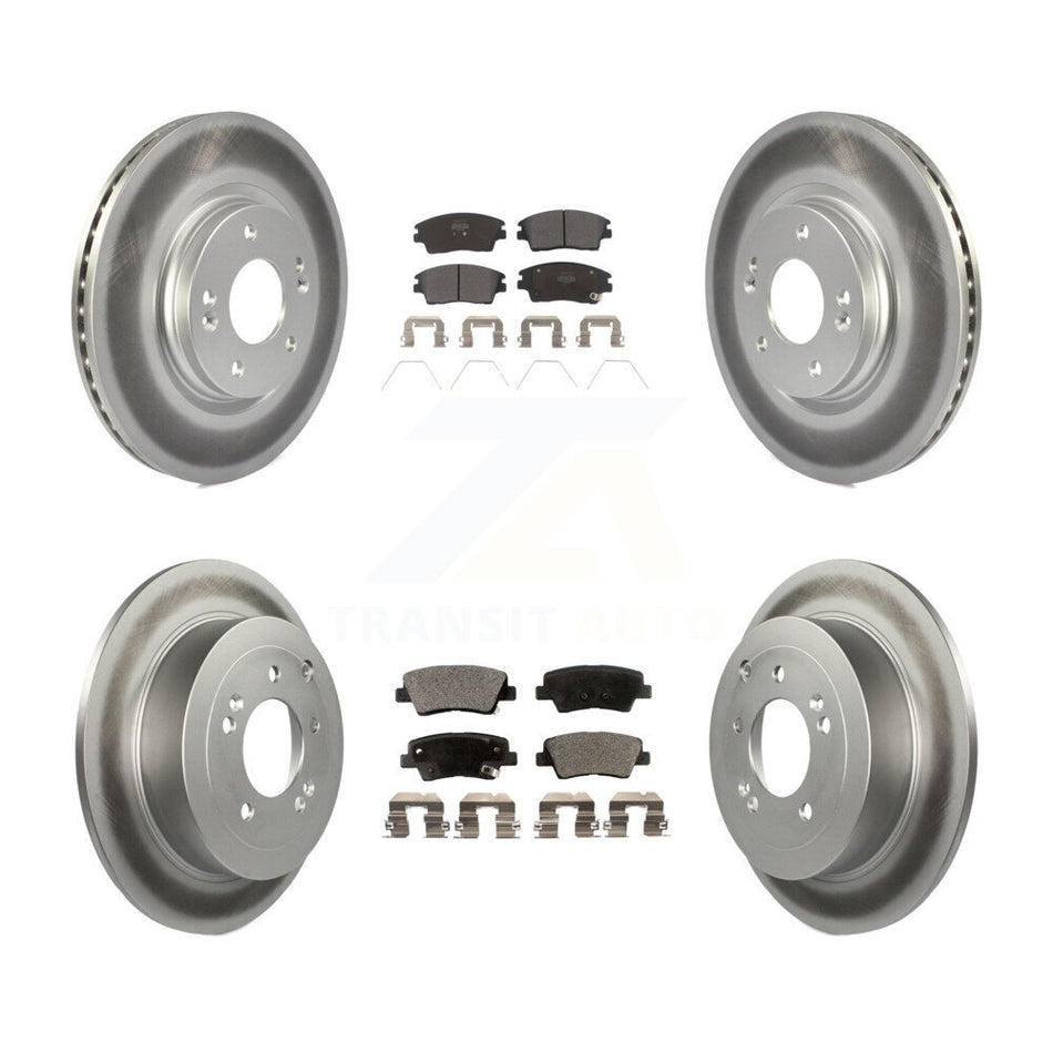 Front Rear Coated Disc Brake Rotors And Semi-Metallic Pads Kit For Hyundai Tucson Kia Sportage KGF-101164