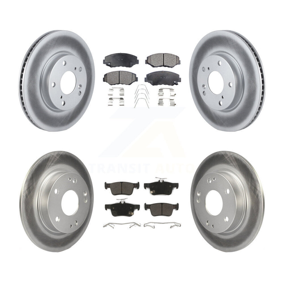 Front Rear Coated Disc Brake Rotors And Semi-Metallic Pads Kit For Honda Civic KGF-101165
