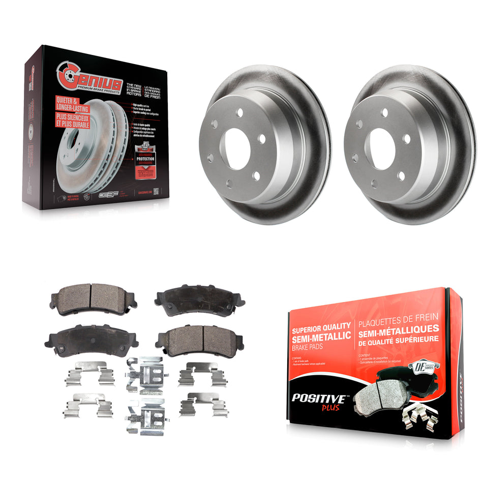 Rear Coated Disc Brake Rotors And Semi-Metallic Pads Kit For Chevrolet Silverado 1500 GMC Sierra Tahoe Classic Suburban Astro Yukon XL Safari KGF-101191