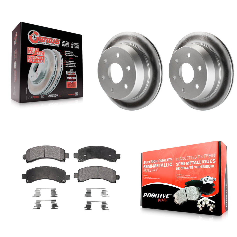 Rear Coated Disc Brake Rotors And Semi-Metallic Pads Kit For 2002-2002 Chevrolet Suburban 1500 Avalanche KGF-101193