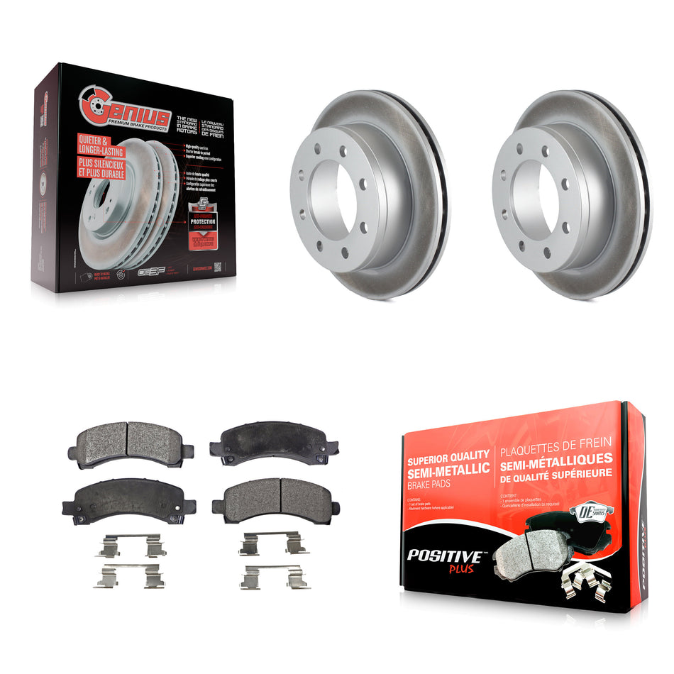 Rear Coated Disc Brake Rotors And Semi-Metallic Pads Kit For Chevrolet Express 3500 2500 GMC Savana KGF-101195