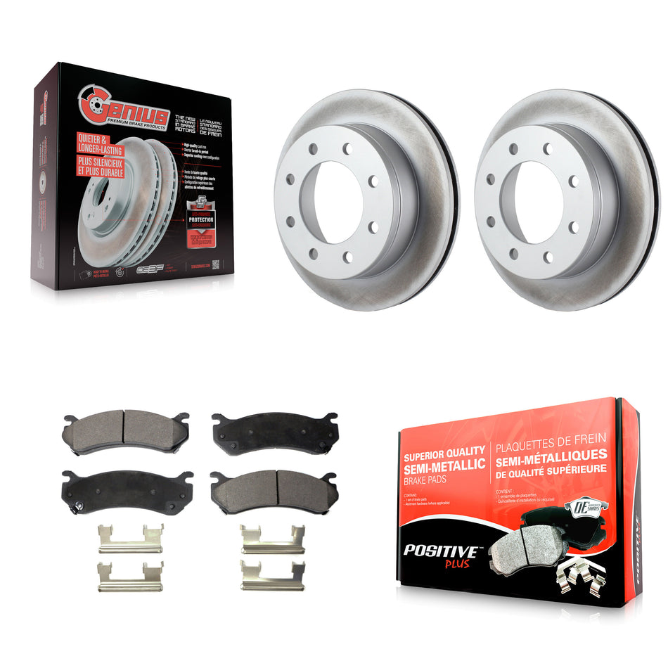 Rear Coated Disc Brake Rotors And Semi-Metallic Pads Kit For Chevrolet Silverado 2500 HD GMC Sierra Hummer H2 1500 Suburban Yukon XL Avalanche Classic KGF-101196