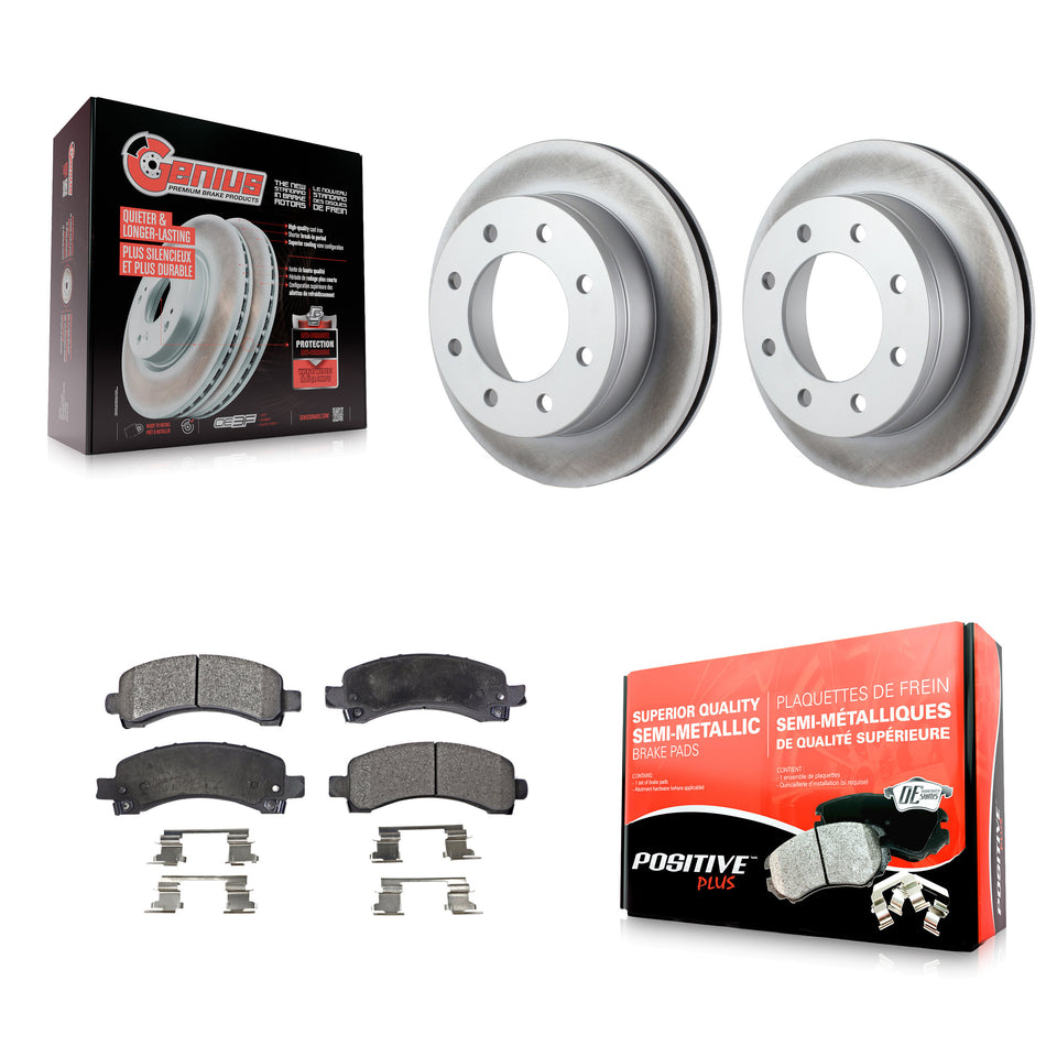 Rear Coated Disc Brake Rotors And Semi-Metallic Pads Kit For Chevrolet Express 2500 GMC 3500 Savana KGF-101197