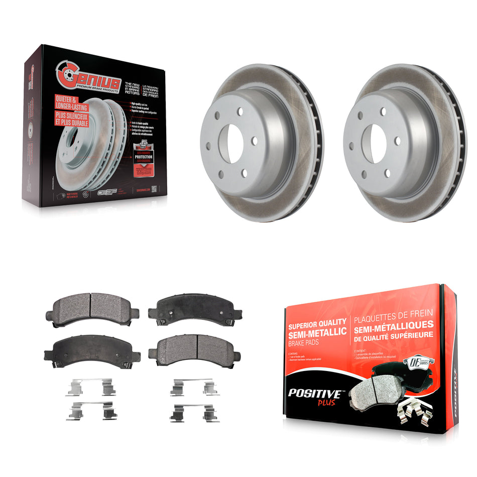 Rear Coated Disc Brake Rotors And Semi-Metallic Pads Kit For Chevrolet Tahoe GMC Suburban 1500 Yukon Avalanche XL Express Cadillac Escalade Savana KGF-101201