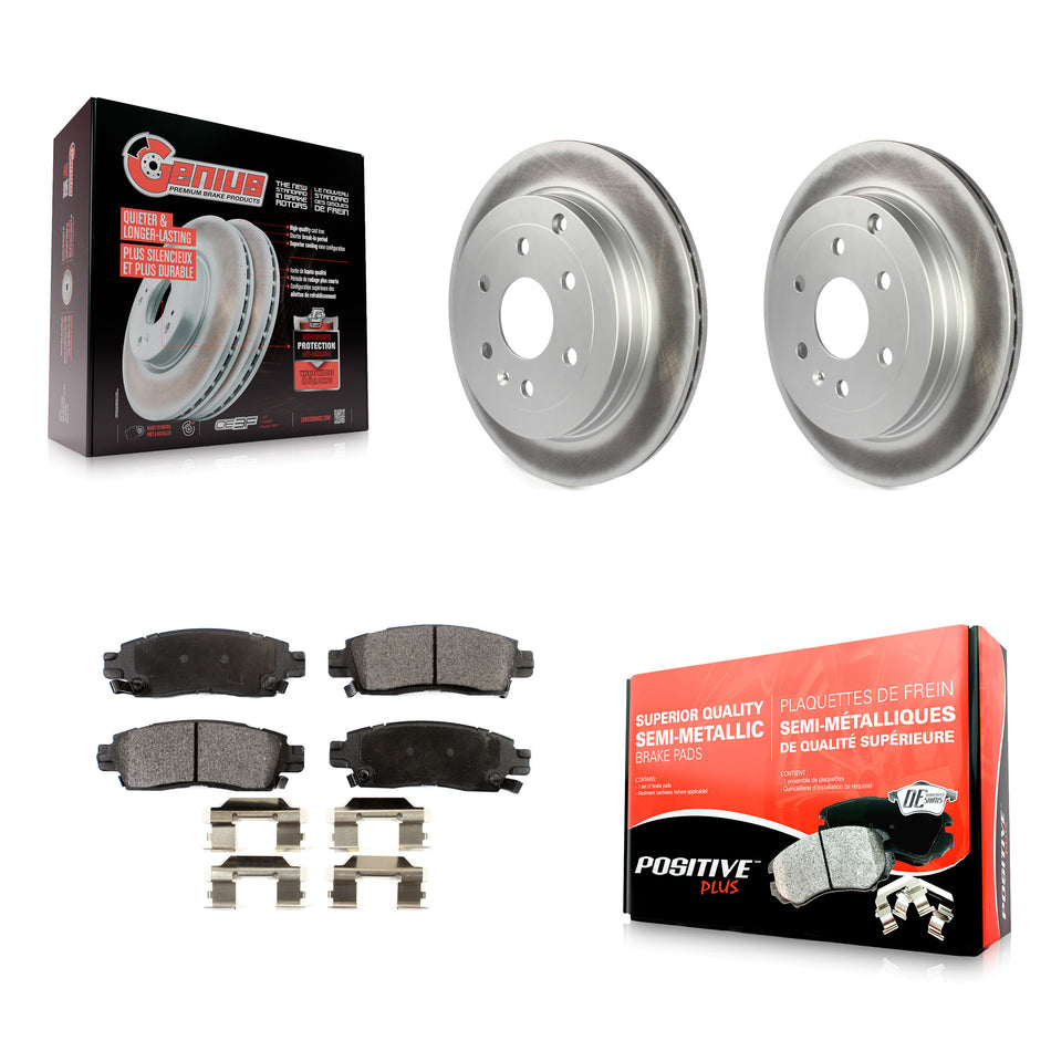Rear Coated Disc Brake Rotors And Semi-Metallic Pads Kit For Chevrolet Traverse GMC Acadia Buick Enclave Saturn Outlook Limited KGF-101225