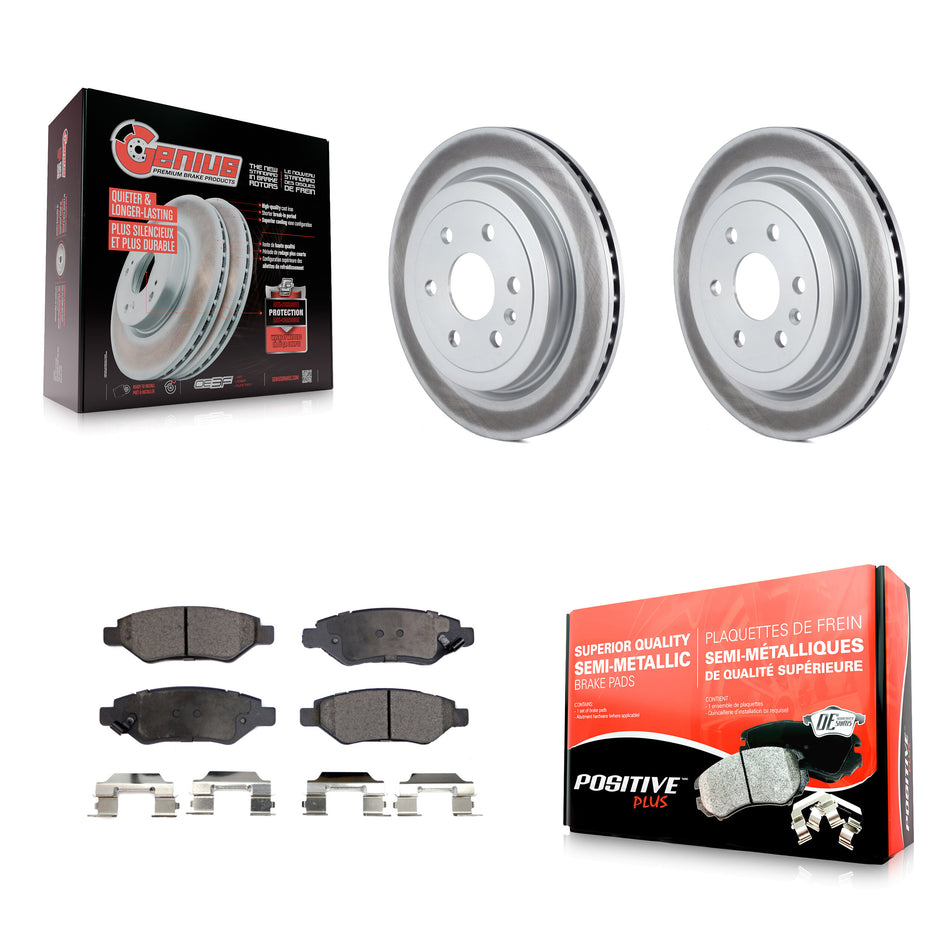 Rear Coated Disc Brake Rotors And Semi-Metallic Pads Kit For Cadillac SRX Saab 9-4X KGF-101233